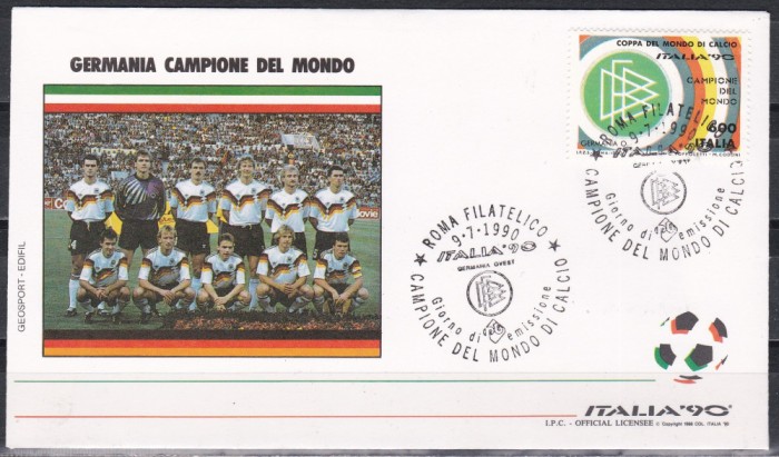 Italia 1990 - Germania campioana mondiala, Supratipar, FDC