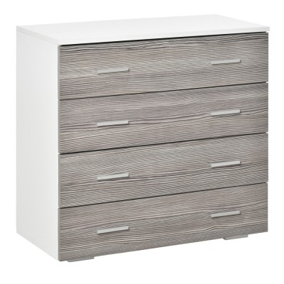HOMCOM Comodă Modernă cu 4 Sertare, Manere din Aluminiu, Structură din Lemn, 76x35x72 cm, Alb și Gri | Aosom Romania foto