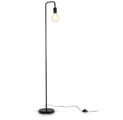 Lampa de podea B.K.Licht curbata retro, Inaltime 140 cm, E27, negru - RESIGILAT foto
