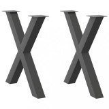 vidaXL Picioare de masă &icirc;n formă de X, 2 buc., antracit, 70x(72-73) cm, oțel