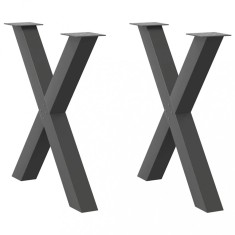 vidaXL Picioare de masă &amp;icirc;n formă de X, 2 buc., antracit, 70x(72-73) cm, oțel foto