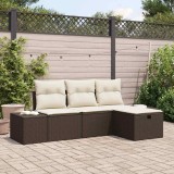 VidaXL Set de canapele pentru grădină cu pernă 4 pcs Maro Rattan poli