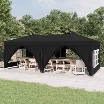 Cort pliabil pentru petrecere, pereți laterali, negru, 3x6 m foto