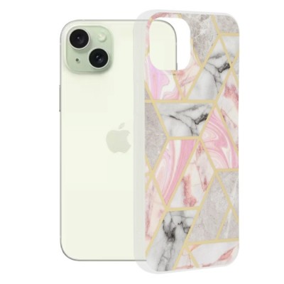 Husa pentru iPhone 15 Plus - Techsuit Marble Series - Pink Hex foto