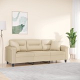 VidaXL Canapea cu 3 locuri și perne, crem, 180 cm, microfibră 3200981