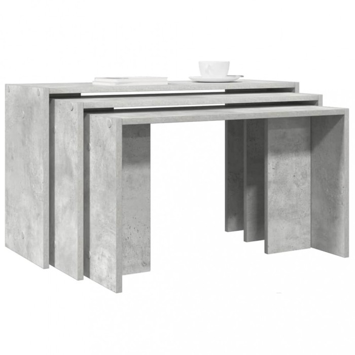 vidaXL Mese suprapuse, 3 buc., gri beton, lemn prelucrat 858536