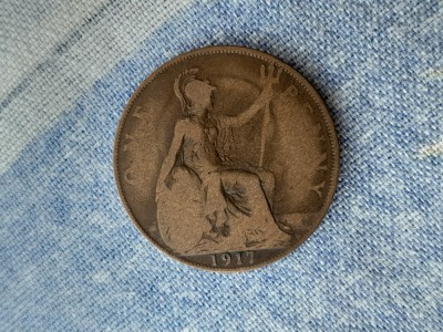 ONE PENNY 1917 - MAREA BRITANIE foto