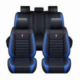 Set Huse Auto universale luxoase din piele ecologica, negru cu cusatura albastra pentru scaune fata si spate