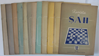 REVISTA DE SAH , ORGAN AL FEDERATIEI ROMANE DE SAH , ANUL VII , COMPLET , SET DE 12 NUMERE SUCCESIVE , IANUARIE - DECEMBRIE , 1956 foto