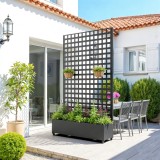 Trennwand Toma mit Blumenkasten Stahl 190x82x38 cm Schwarz [casa.pro]