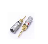 Set 2 mufe banana tata 2mm metal cu surub inel negru si rosu
