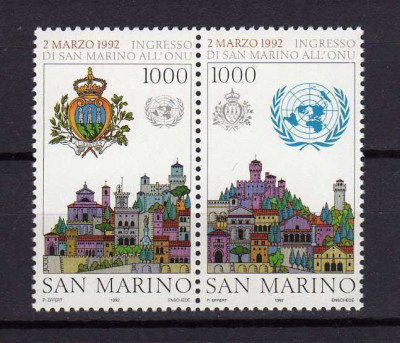 San Marino 1992 - ONU, cladiri, serie neuzata foto