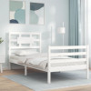 VidaXL Cadru de pat cu tăblie, alb, 100x200 cm, lemn masiv