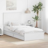 Cumpara ieftin Pat cu storage cu headboard Alb 90 x 190 cm Lemn compozit