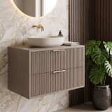 Dulap baie pentru lavoar Rea Mono 80cm Grey Oak
