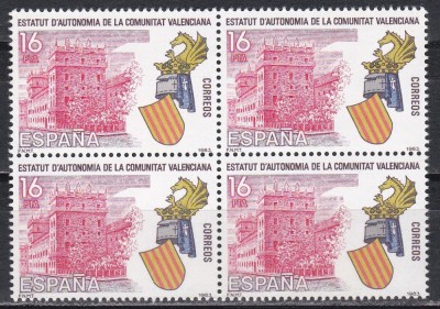 Spania 1983 - Statutul de Autonomie al Valenciei. Bloc de 4, MNH foto
