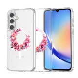 Husa pentru samsung galaxy a36 5g, atasare magnetica, magsafe, pink wreath 1, clear