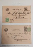 Romania 1892/93 - Carti postale circulate BUCURESTI-PARIS