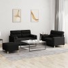 VidaXL Set de canapele cu perne, 3 piese, negru, textil 3201596
