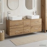 Cumpara ieftin Set dulap baie 3 buc. Stejar Artizanal 136 x 35 x 80 cm