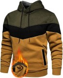 Hoodie unisex din fleece cu patchwork, m&acirc;neci lungi &ndash; M