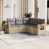 Gossi set canapele de gradina cu perne, 5 piese, bej, poliratan