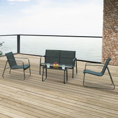 Set 4 piese mobilier gradina Anzi negru [casa.pro] HausGarden Leisure