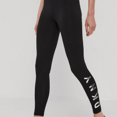 Dkny Colanți femei, culoarea negru, cu imprimeu