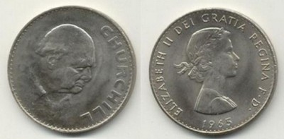 MAREA BRITANIE █ MONEDE █ 1Crown █ 1965 █ KM-910 █ WINSTON CURCHILL █ UNC foto