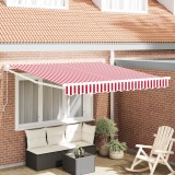 vidaXL Marchiză retractabilă manuală Dungă roșie și albă 350x250 cm
