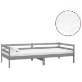 Cumpara ieftin Pat de zi cu saltea, gri, 90x200 cm, lemn masiv de pin