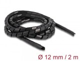Organizator cabluri spiralat 2m x 12mm Negru, Delock 19015