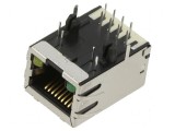 Conector RJ45 soclu PIN 8 ecranat cu diodă LED THT