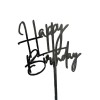 Decoratiune topper pentru tort, flippy, model happy birthday, tematica aniversare, 10 cm, negru