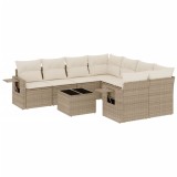 Cumpara ieftin Set canapele de gradina, 9 piese, cu perne, bej, poliratan