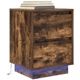 VidaXL Noptiera cu lumini LED Stejar afumat 38x34x50 cm