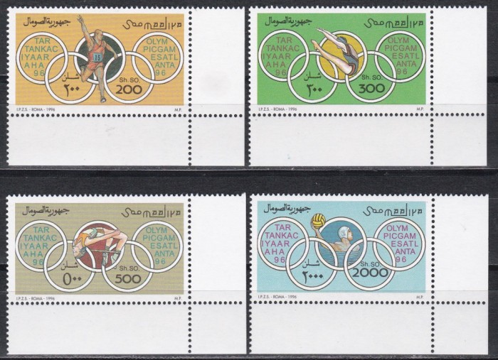 Somalia 1996 - Jocurile Olimpice - Atlanta, Serie + Colita, 4 poze, MNH