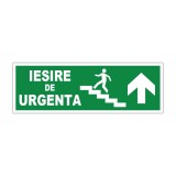 Indicator evacuare &bdquo;Ieșire de urgență&rdquo; cu săgeată &icirc;nainte și scară