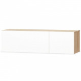 Cumpara ieftin Comoda TV, PAL 120 x 40 x 34 cm, alb extralucios si stejar