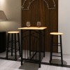 Set Masa Bucatarie Bar 3 Piese vidaXL, Lemn Aramiu si Negru, 72.5x55x82.5 cm, MDF si Otel, Scaune Inalte, Compact