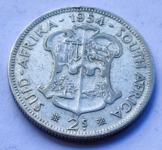 64. Moneda Africa de Sud 2 shilling 1954 (Elizabeth II 1st portrait) - Argint foto
