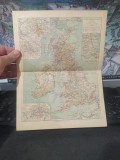 Hartă politică Marea Britanie și Irlanda, Londra, Birmingham..., Grossbritannien und Irland c. 1930, Bibliographisches Institut AG Leipzig, 181