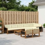 vidaXL Set de canapele de exterior cu pernă 9 pcs Natural și Crem 3382673