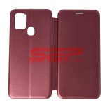 Husa Flip Round Samsung Galaxy A21s Wine, Protectie Integrala