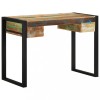 Birou vidaXL Lemn Masiv Reciclat Multicolor 110x50x77cm, Cadru Otel, 2 Sertare, Vintage, Masa Calculator, Masa de Lucru