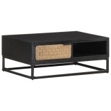Masuta cafea Gossi lemn masiv mango 90x60x35 cm, usa iuta, stil industrial. Living, design unic