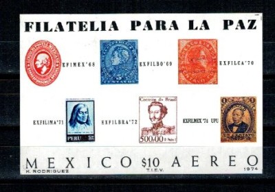 Mexic 1974 - Expo filatelic, colita neuzata foto