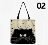 Cumpara ieftin Tote bag cu model pisica 02 , 100% linen, 40x38 cm