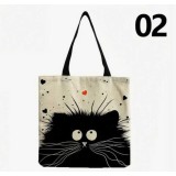 Tote bag cu model pisica 02 , 100% linen, 40x38 cm