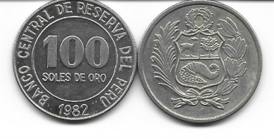 Peru 100 soles de oro 1982 foto